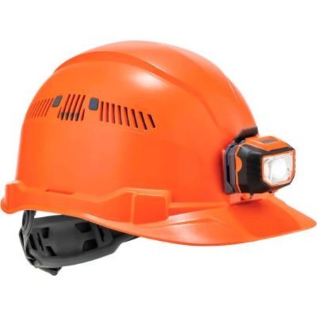 ERGODYNE Ergodyne Skullerz® 8972LED Hard Hat Cap Style, Ratchet Susp, Vented, LED Light, Class C, Orange 60147